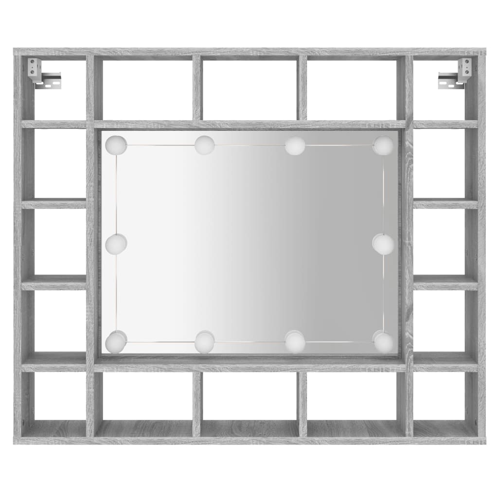 vidaXL Spiegelschrank mit LED Grau Sonoma 91x15x76,5 cm
