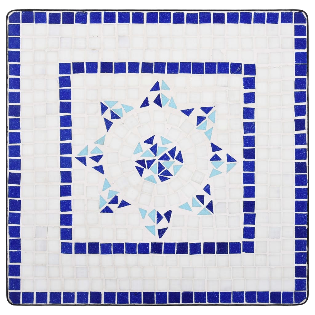 vidaXL Mosaik-Bistrotisch Blau und Weiß 60 cm Keramik