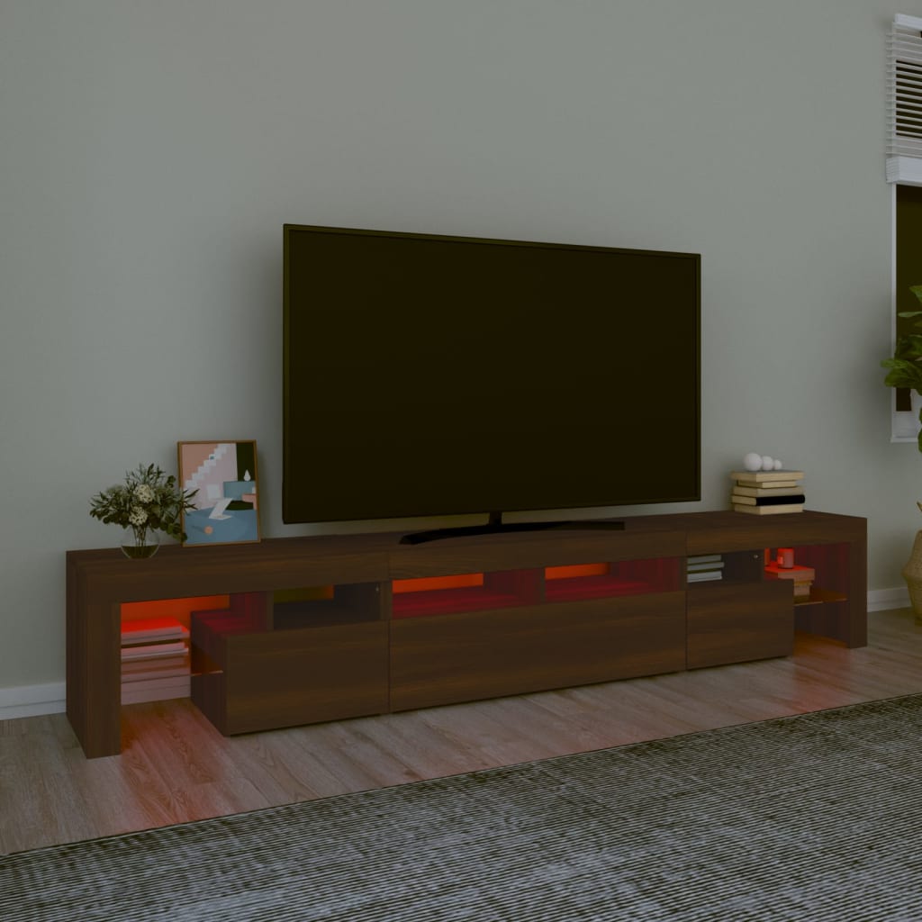 vidaXL TV-Schrank mit LED-Leuchten Braun Eichen-Optik 230x36,5x40 cm