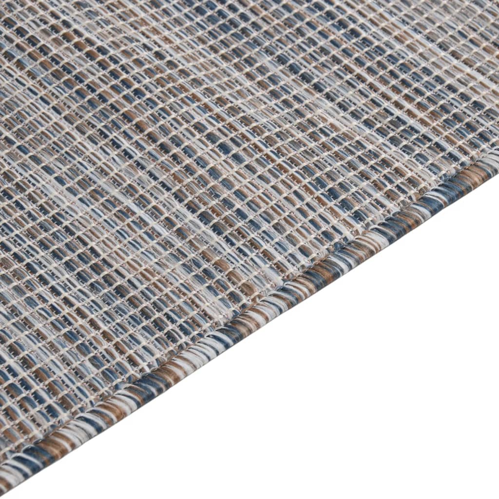 vidaXL Outdoor-Teppich Flachgewebe 80x150 cm Braun und Blau