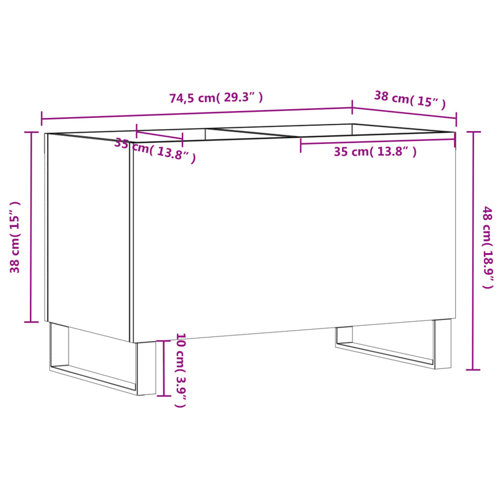 vidaXL Plattenschrank Sonoma-Eiche 74,5x38x48 cm Holzwerkstoff