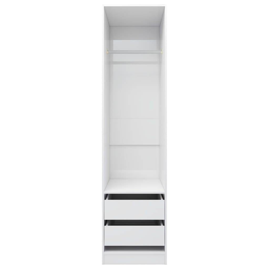 vidaXL Kleiderschrank mit Schubladen Hochglanz-Weiß 50x50x200 cm
