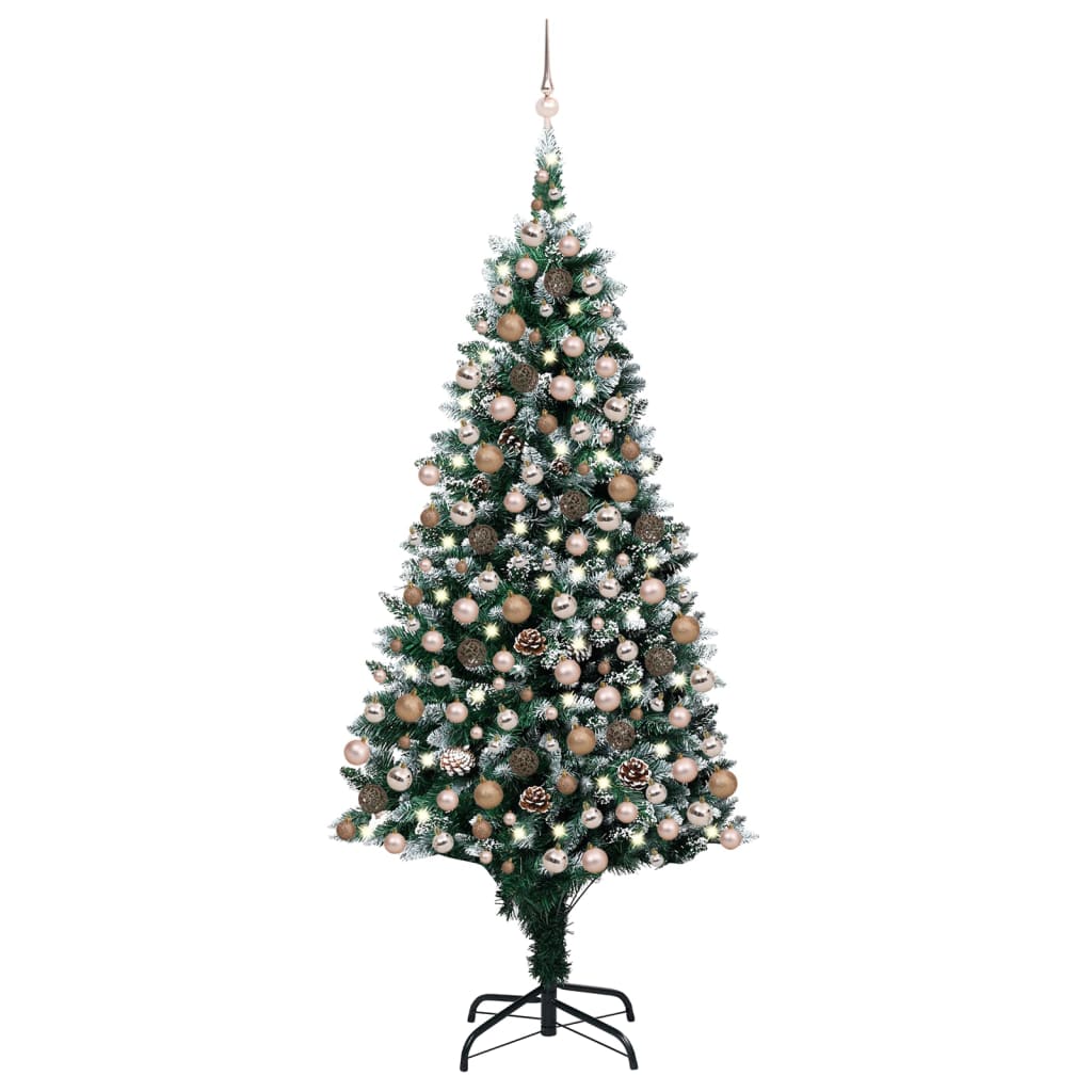 vidaXL Künstlicher Weihnachtsbaum mit Beleuchtung Kugeln Zapfen 240 cm