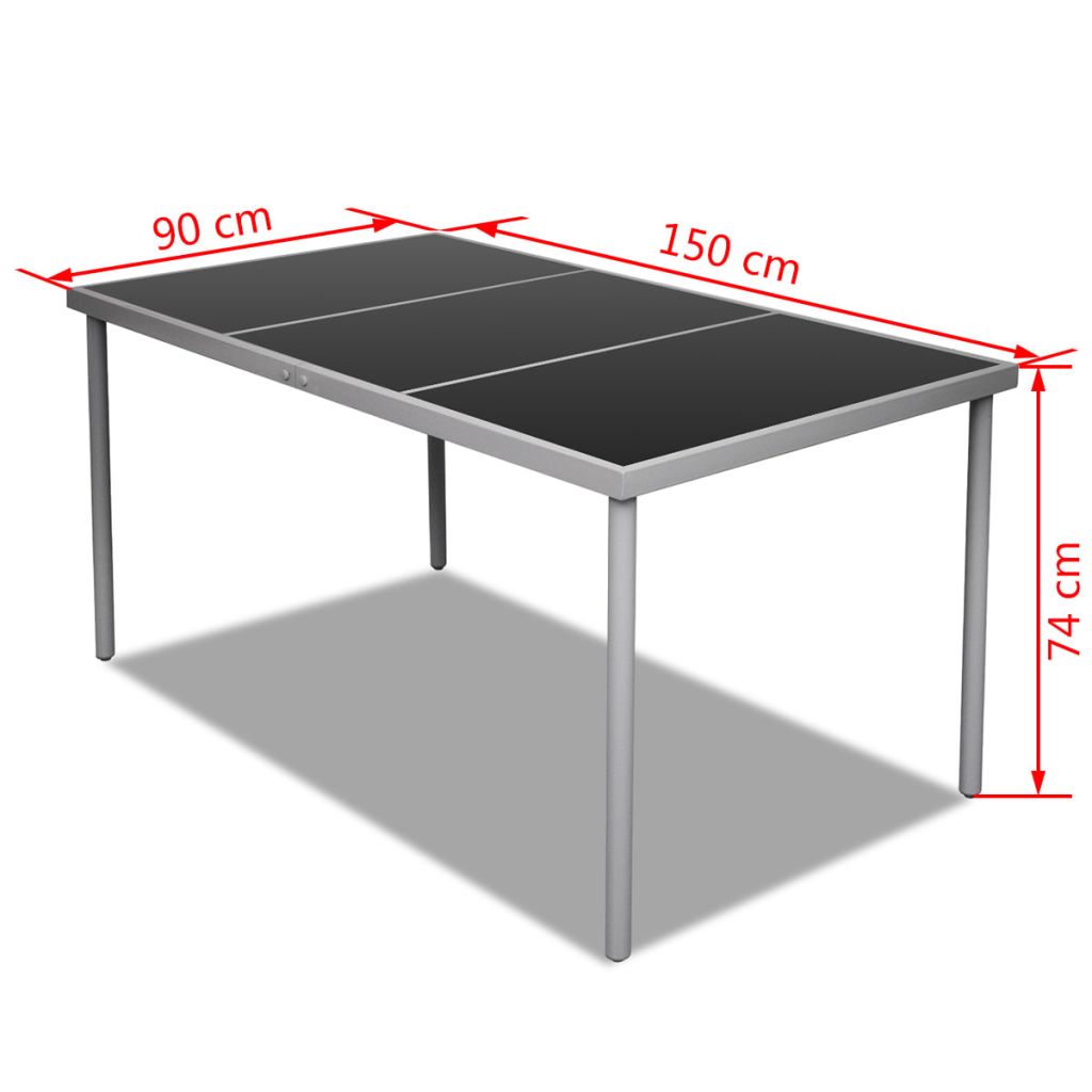 vidaXL Gartentisch mit Glasplatte 150×90×74 cm