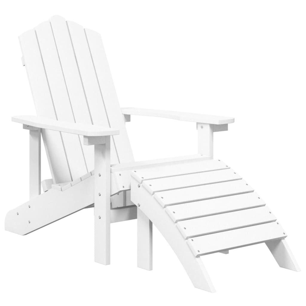 vidaXL Adirondack-Gartenstühle 2 Stk. mit Hockern HDPE Weiß