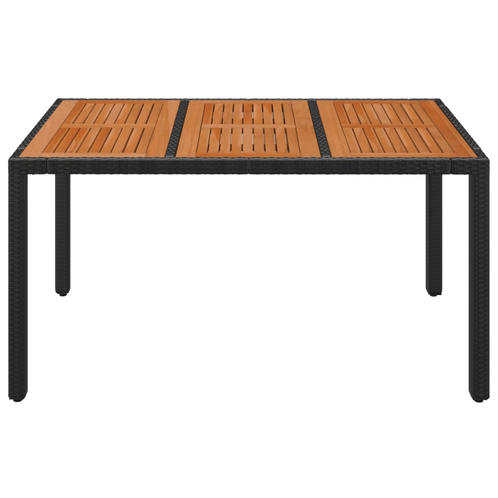 vidaXL Gartentisch mit Holzplatte Schwarz 150x90x75 cm Poly Rattan