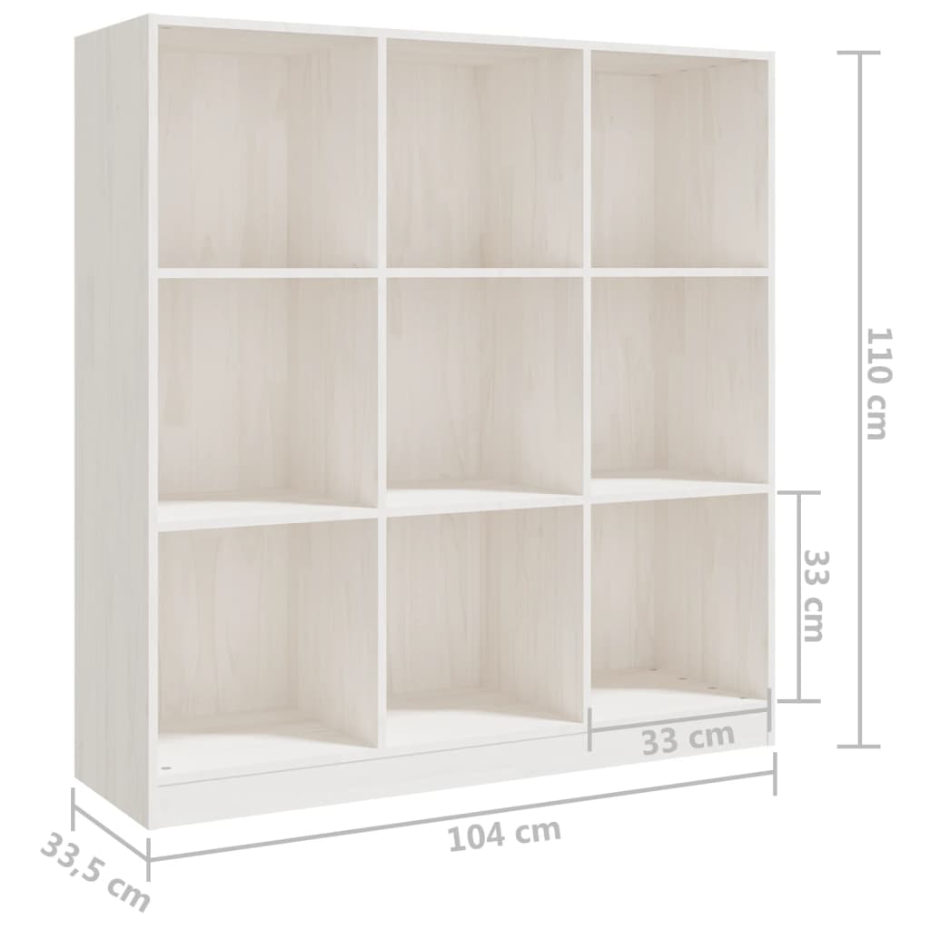 vidaXL Bücherregal/Raumteiler Weiß 104x33,5x110 cm Massivholz Kiefer