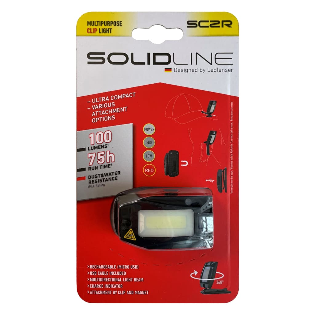 SOLIDLINE Cliplampe Aufladbar SC2R 100 lm Weißlicht und Rotlicht