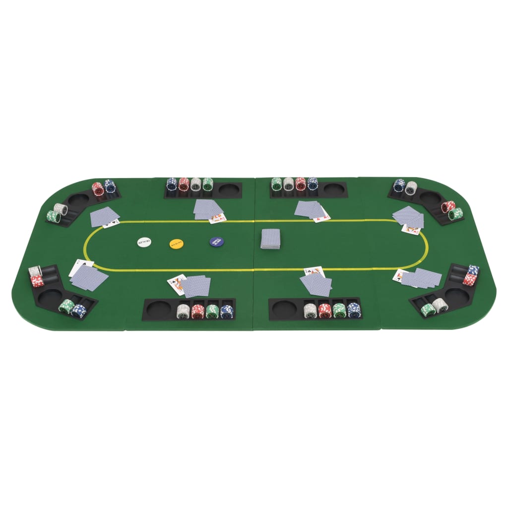 vidaXL 8-Spieler Poker Tischauflage Faltbar 4-fach Rechteckig Grün