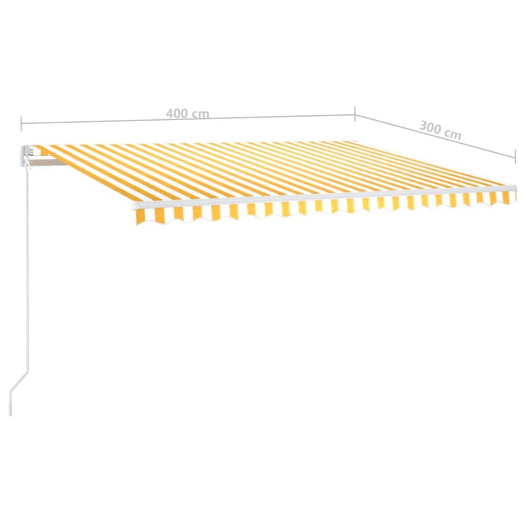 vidaXL Markise Manuell Einziehbar mit LED 400x300 cm Gelb und Weiß