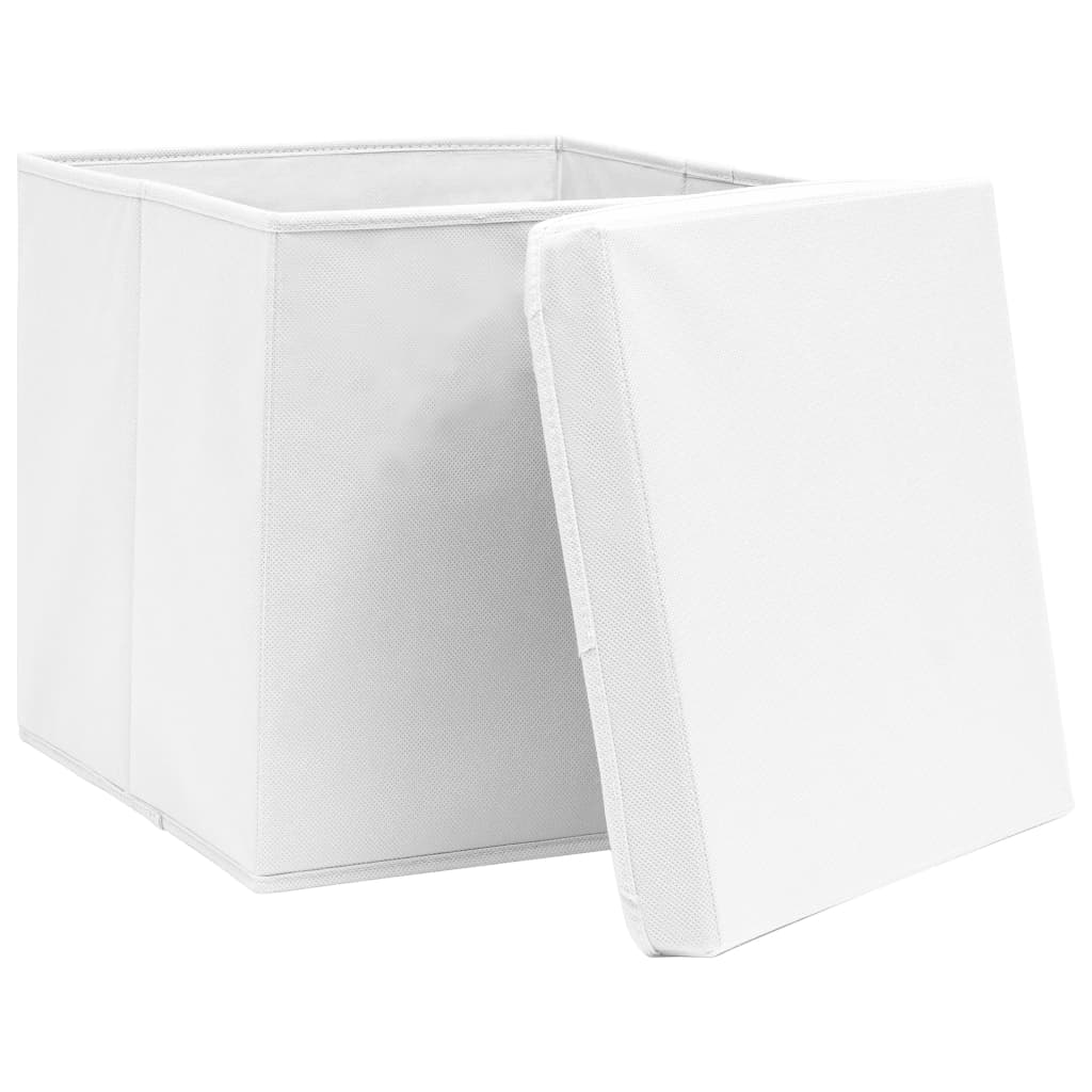 vidaXL Aufbewahrungsboxen mit Deckeln 10 Stk. 28x28x28 cm Weiß