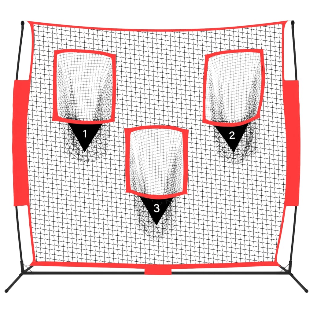 vidaXL Baseball-Netz Tragbar Schwarz und Rot 183x105x183 cm Polyester