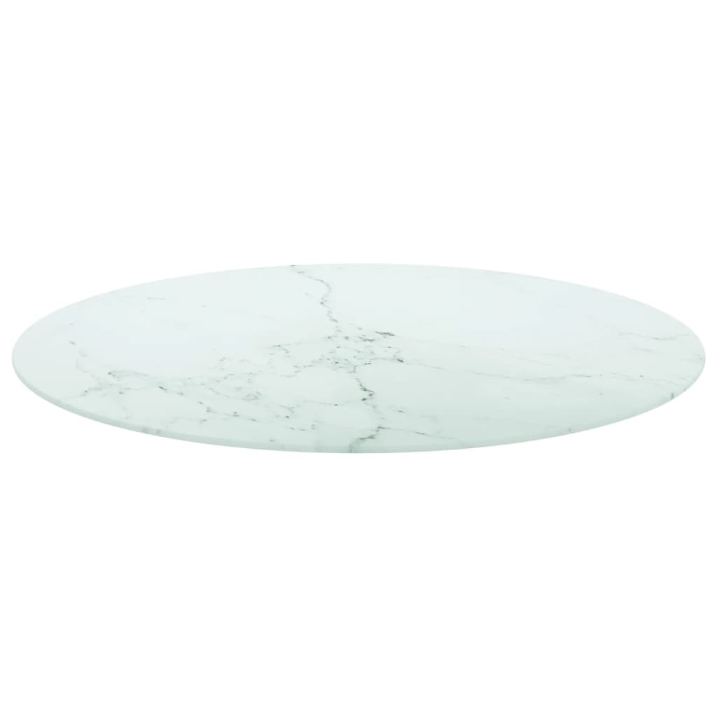 vidaXL Tischplatte Weiß Ø80x1 cm Hartglas in Marmoroptik