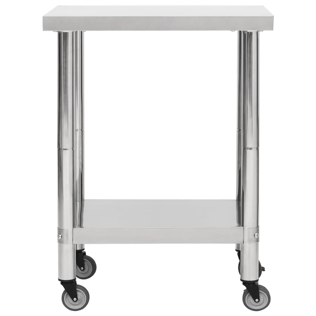 vidaXL Küchen-Arbeitstisch mit Rollen 80x30x85 cm Edelstahl