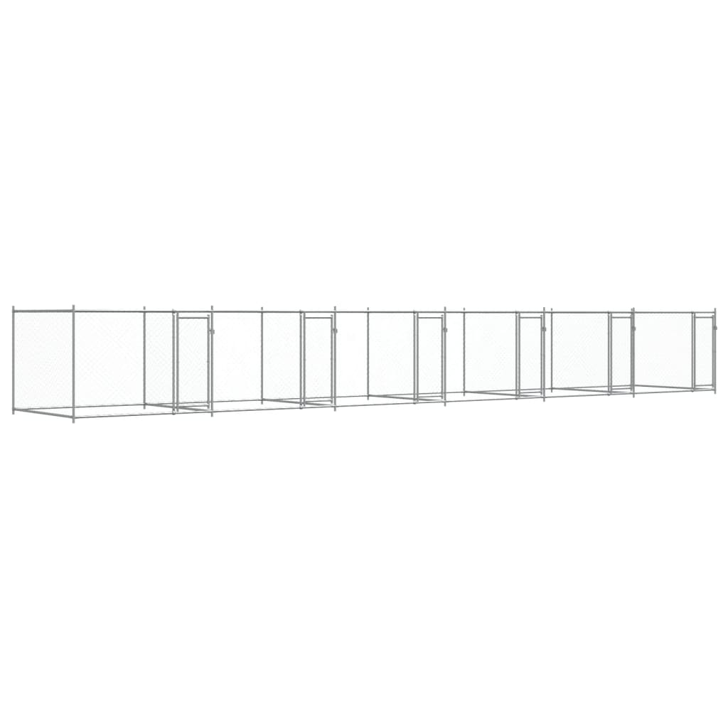 vidaXL Hundezwinger mit Türen Grau 12x2x1,5 m Verzinkter Stahl