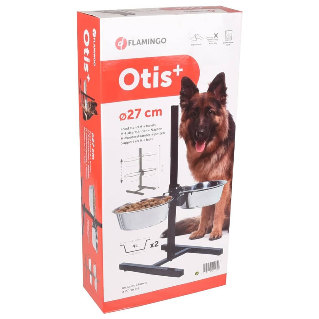 FLAMINGO Hunde-Napfständer mit 2 Näpfen H-Gestell Otis 4 L 27 cm