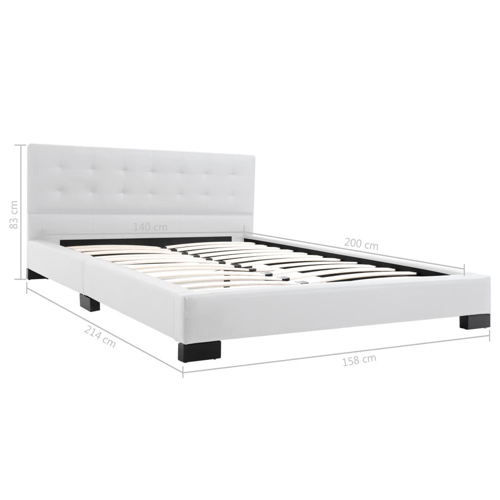 vidaXL Bett mit Matratze Weiß Kunstleder 140 x 200 cm