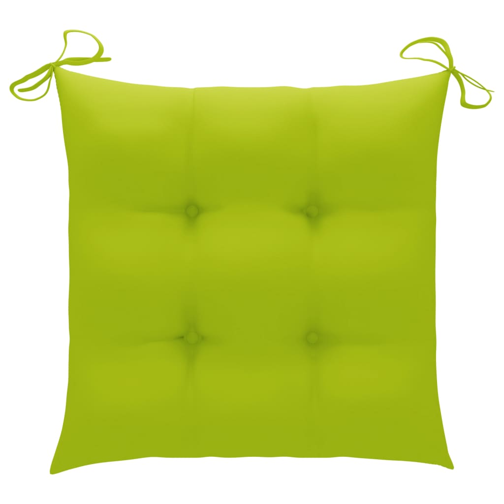 vidaXL Gartenstühle mit Hellgrünen Kissen 4 Stk. Massivholz Teak
