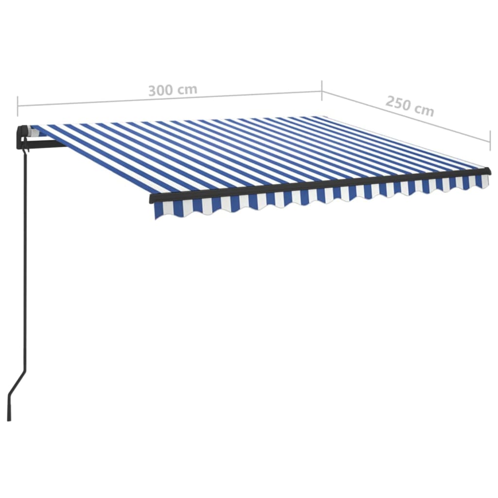 vidaXL Automatische Markise mit LED & Windsensor 3x2,5 m Blau Weiß