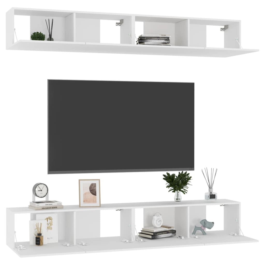 vidaXL TV-Schränke 4 Stk. Weiß 100x30x30 cm Holzwerkstoff