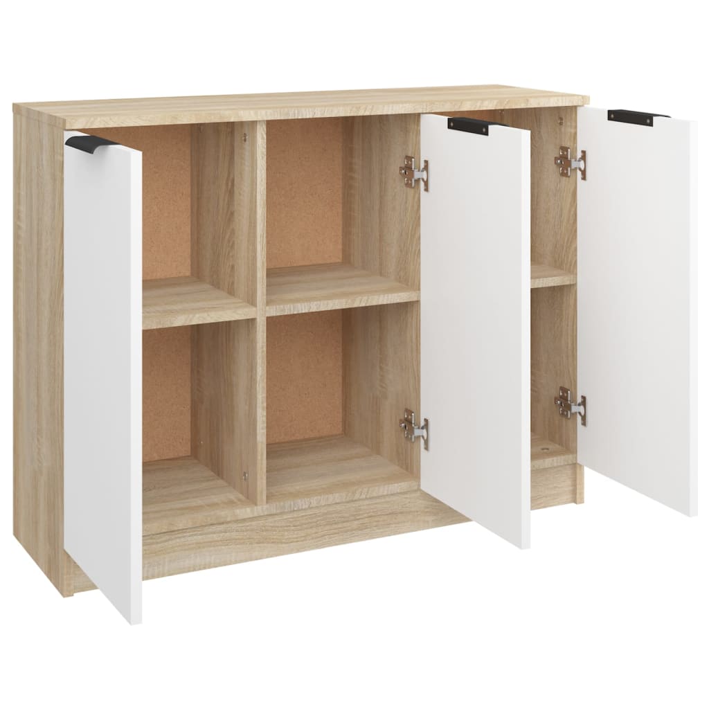 vidaXL Sideboard Weiß und Sonoma-Eiche 90,5x30x70 cm Holzwerkstoff