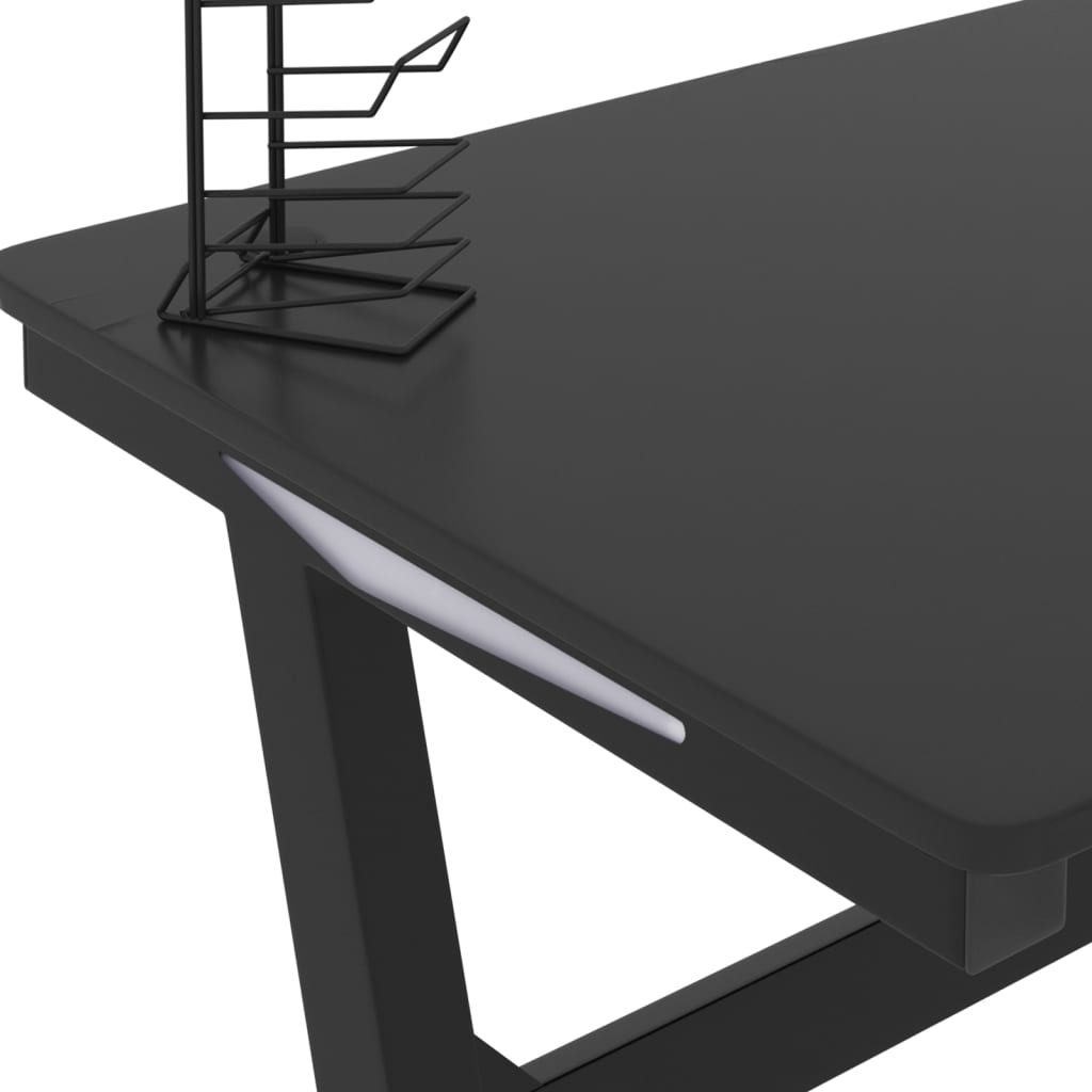 vidaXL Gaming-Schreibtisch mit LED und Z-Gestell Schwarz 90x60x75 cm