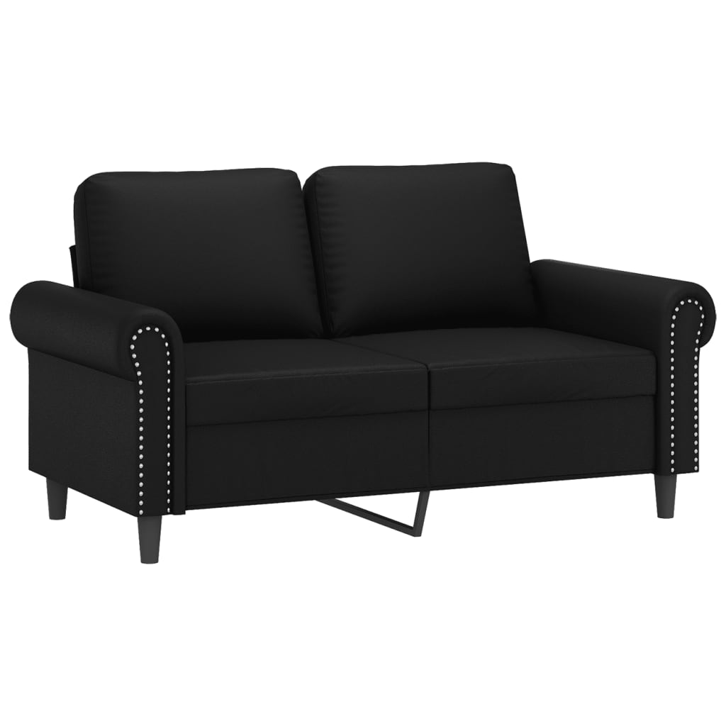 vidaXL 2-Sitzer-Sofa mit Kissen Schwarz 120 cm Kunstleder