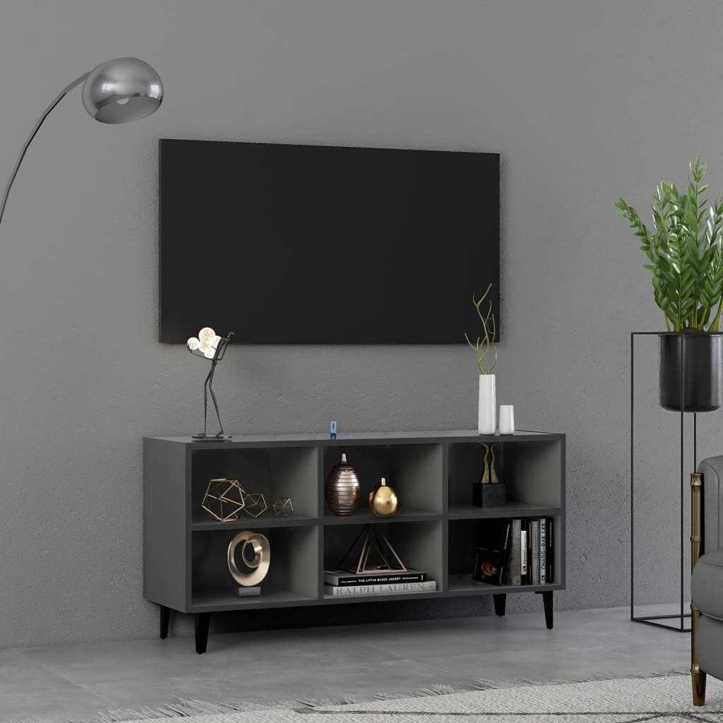 vidaXL TV-Schrank mit Metallbeinen Grau 103,5x30x50 cm