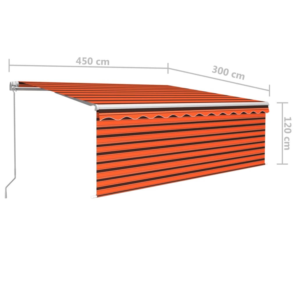 vidaXL Markise Manuell Einziehbar mit Rollo 4,5x3 m Orange & Braun
