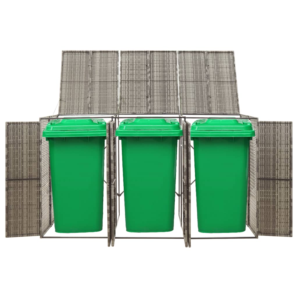 vidaXL Mülltonnenbox für 3 Tonnen Grau 207x80x117 cm Poly Rattan