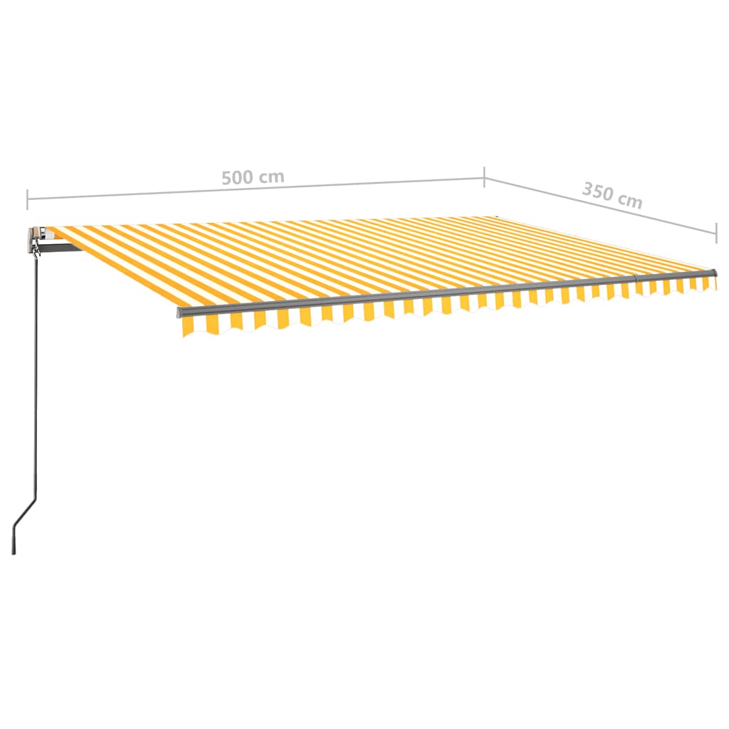 vidaXL Markise Manuell Einziehbar mit LED 500x350 cm Gelb und Weiß