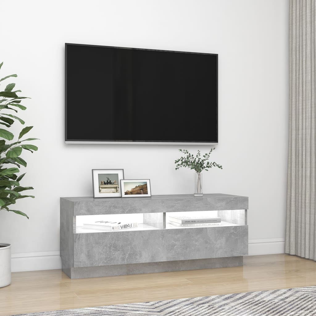 vidaXL TV-Schrank mit LED-Beleuchtung Betongrau 100x35x40 cm