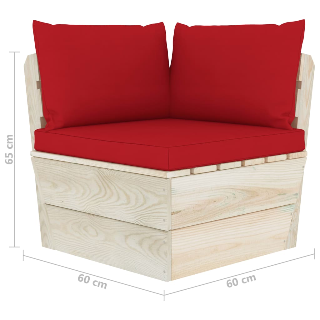 vidaXL Garten-Palettensofa 3-Sitzer mit Kissen Fichtenholz