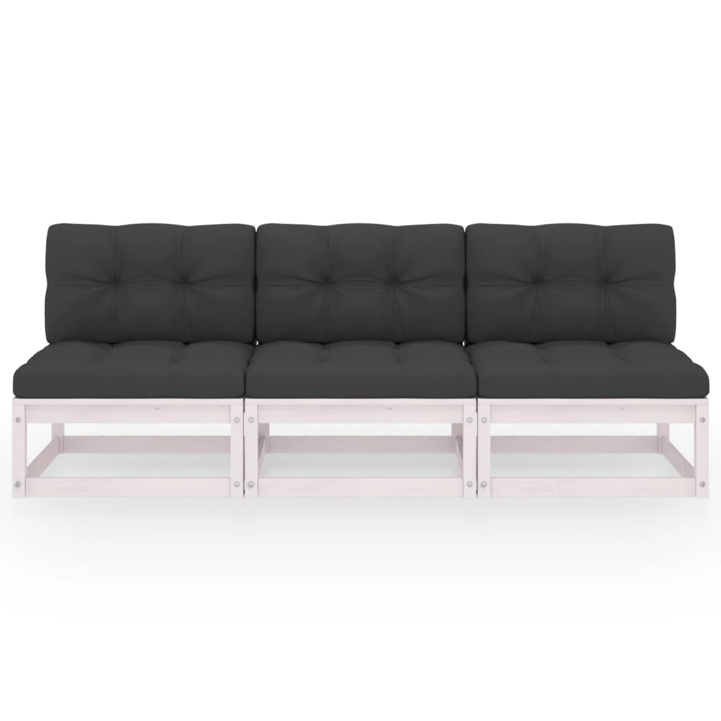 vidaXL 3-Sitzer-Sofa mit Kissen Kiefer Massivholz