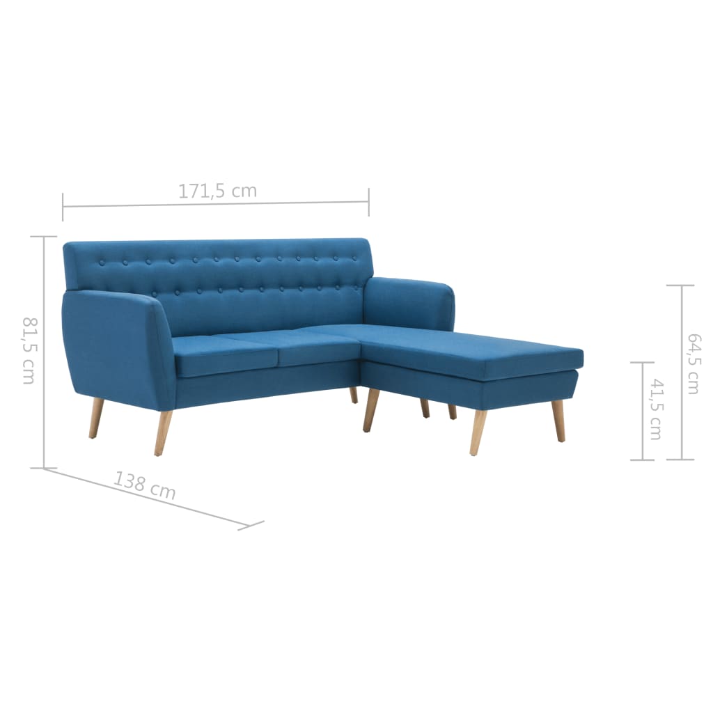 vidaXL Sofa L-Form Stoff 171,5x138x81,5 cm Blau