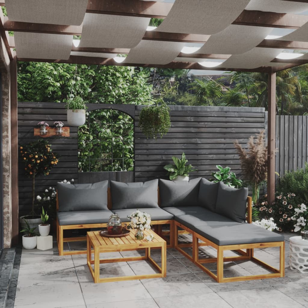 vidaXL 6-tlg. Garten-Lounge-Set mit Auflagen Massivholz Akazie