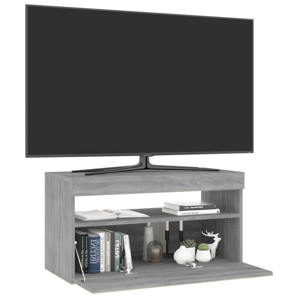 vidaXL TV-Schrank mit LED-Leuchten Grau Sonoma 75x35x40 cm