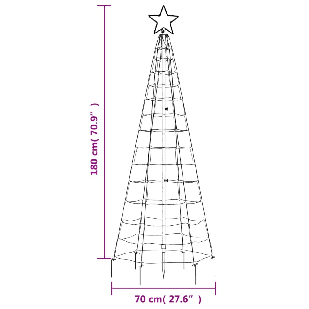 vidaXL LED-Weihnachtsbaum mit Erdspießen 220 LEDs Warmweiß 180 cm