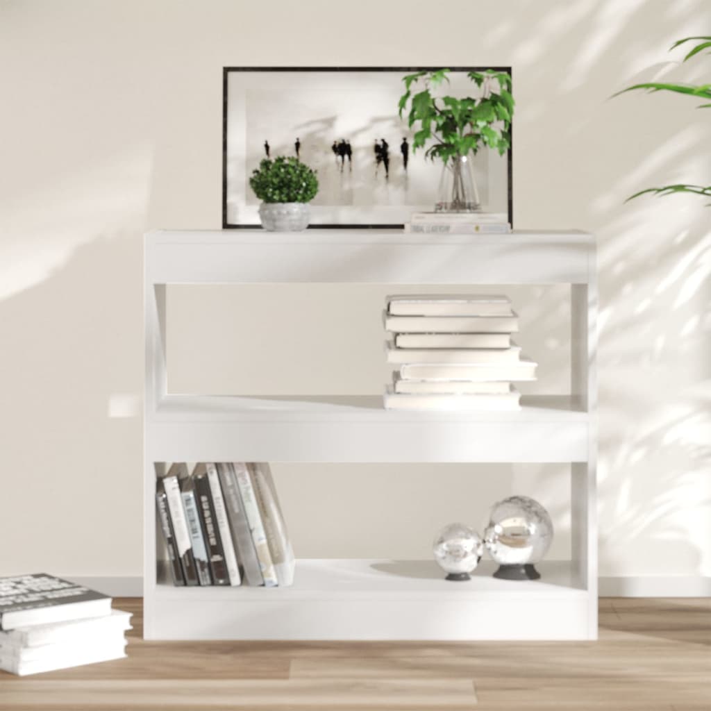 vidaXL Bücherregal/Raumteiler Hochglanz-Weiß 80x30x72 cm