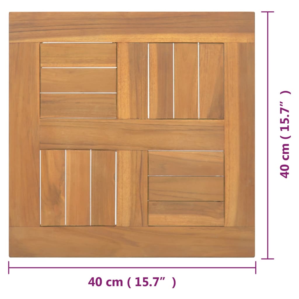 vidaXL Tischplatte Quadratisch 40x40x2,5 cm Massivholz Teak