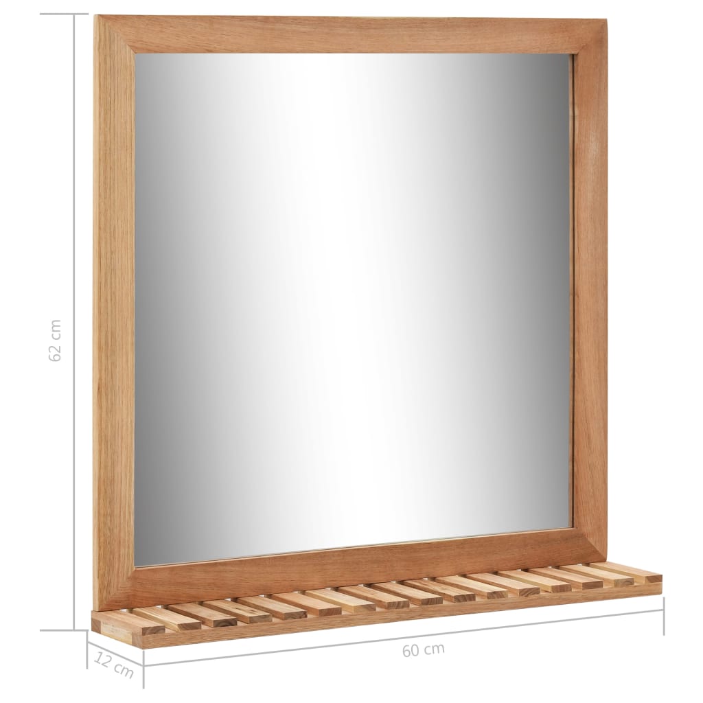 vidaXL Badezimmerspiegel 60×12×62 cm Walnuss Massivholz