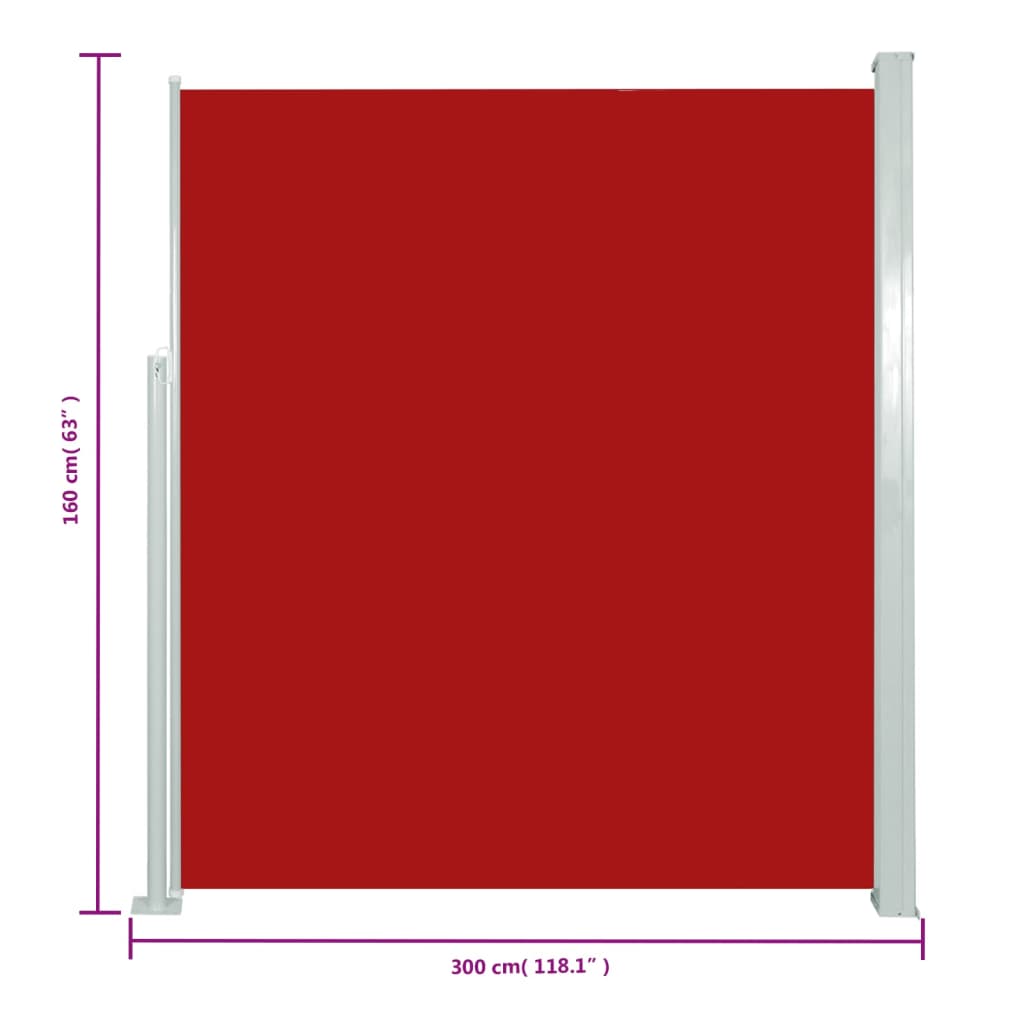vidaXL Seitenmarkise Ausziehbar 160x300 cm Rot