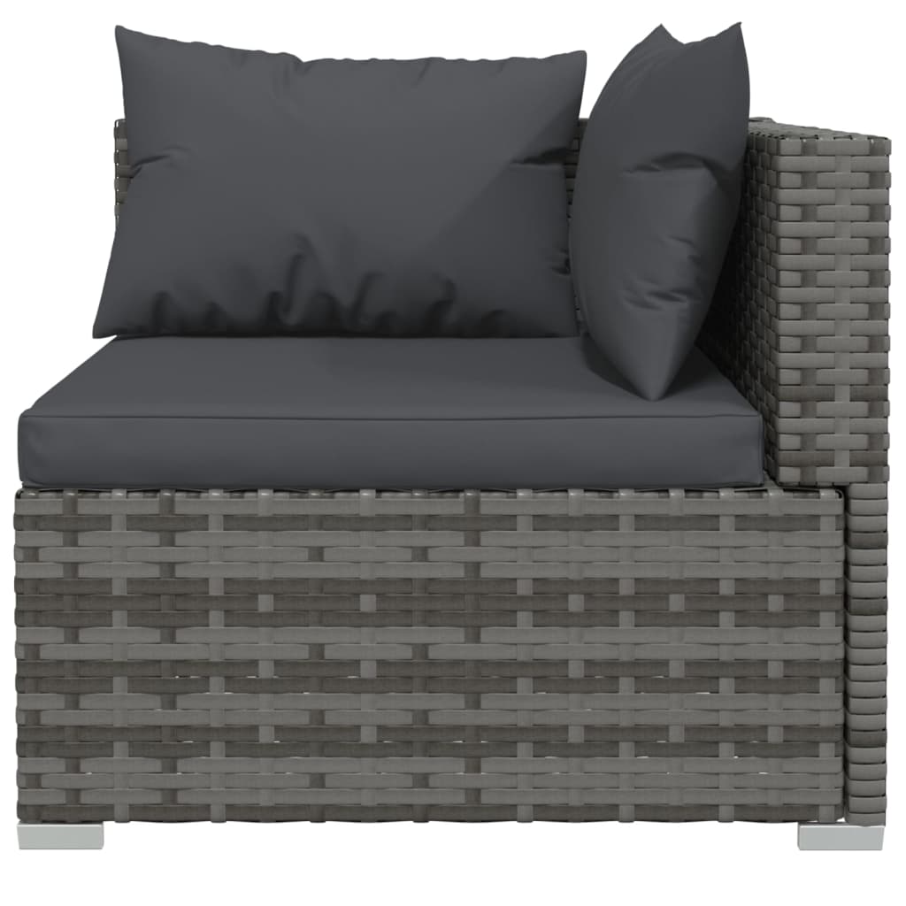 vidaXL 3-Sitzer-Sofa mit Kissen Grau Poly Rattan
