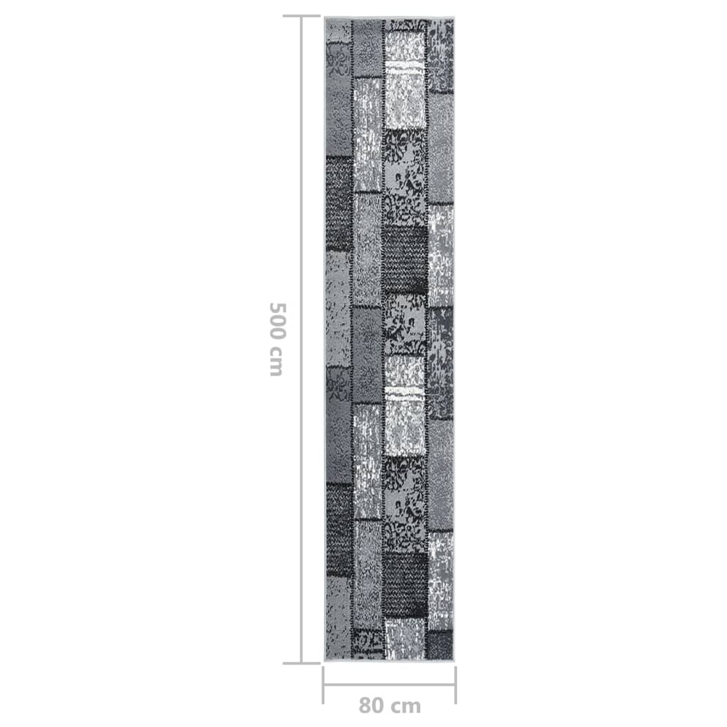 vidaXL Teppichläufer BCF Grau mit Blockmuster 80x500 cm