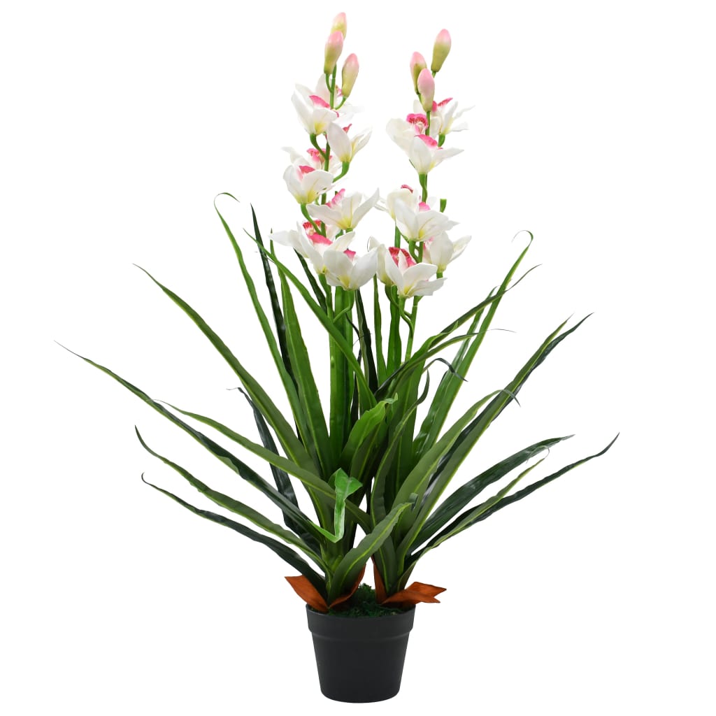 vidaXL Künstliche Cymbidium Orchideenpflanze mit Topf 100 cm Grün