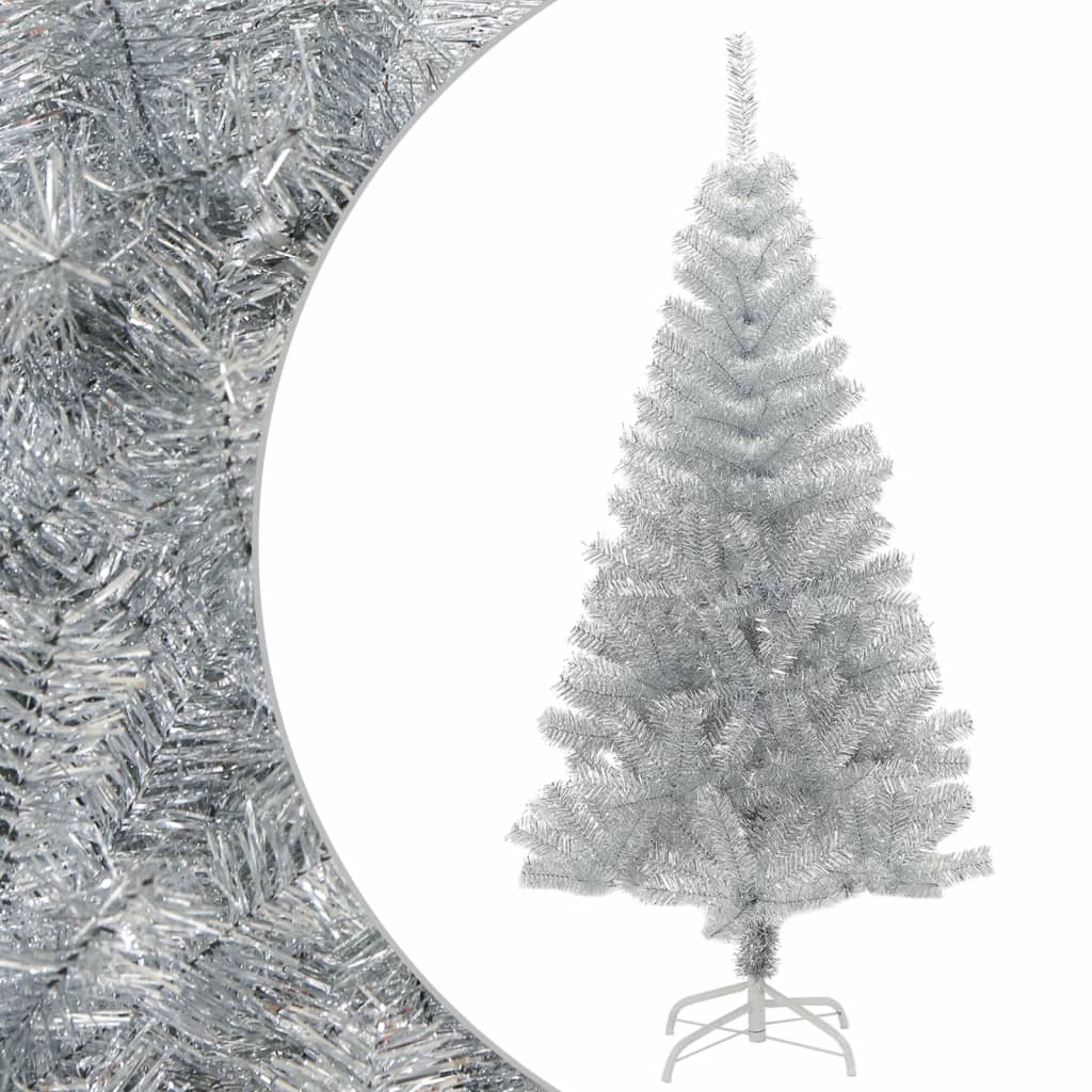 vidaXL Künstlicher Weihnachtsbaum mit Ständer Silber 120 cm PET