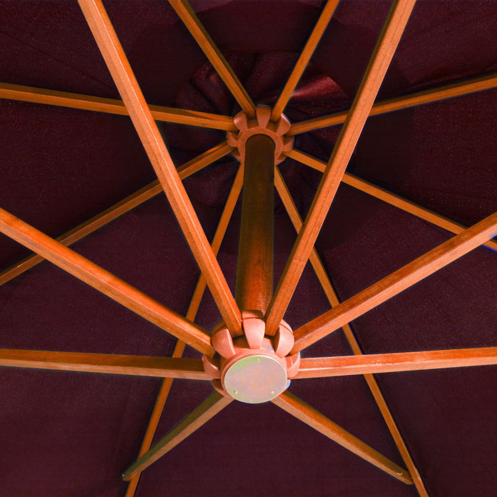 vidaXL Ampelschirm mit Mast Bordeauxrot 3,5x2,9 m Massivholz Tanne
