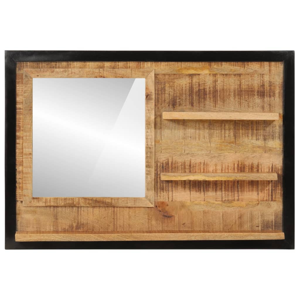 vidaXL Spiegel mit Ablagen 80x8x55 cm Glas und Massivholz Mango