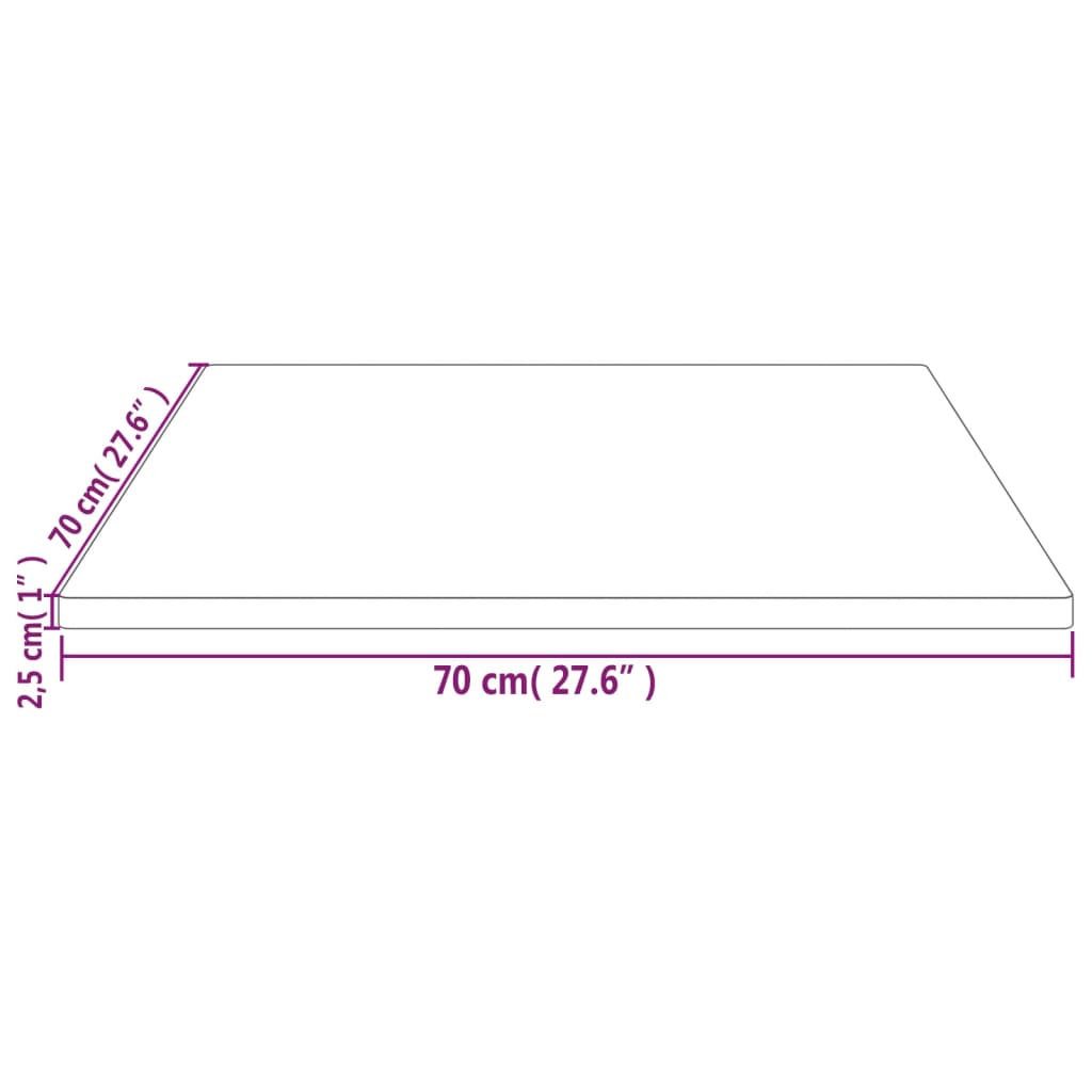 vidaXL Tischplatte 70x70x2,5 cm Massivholz Kiefer Quadratisch