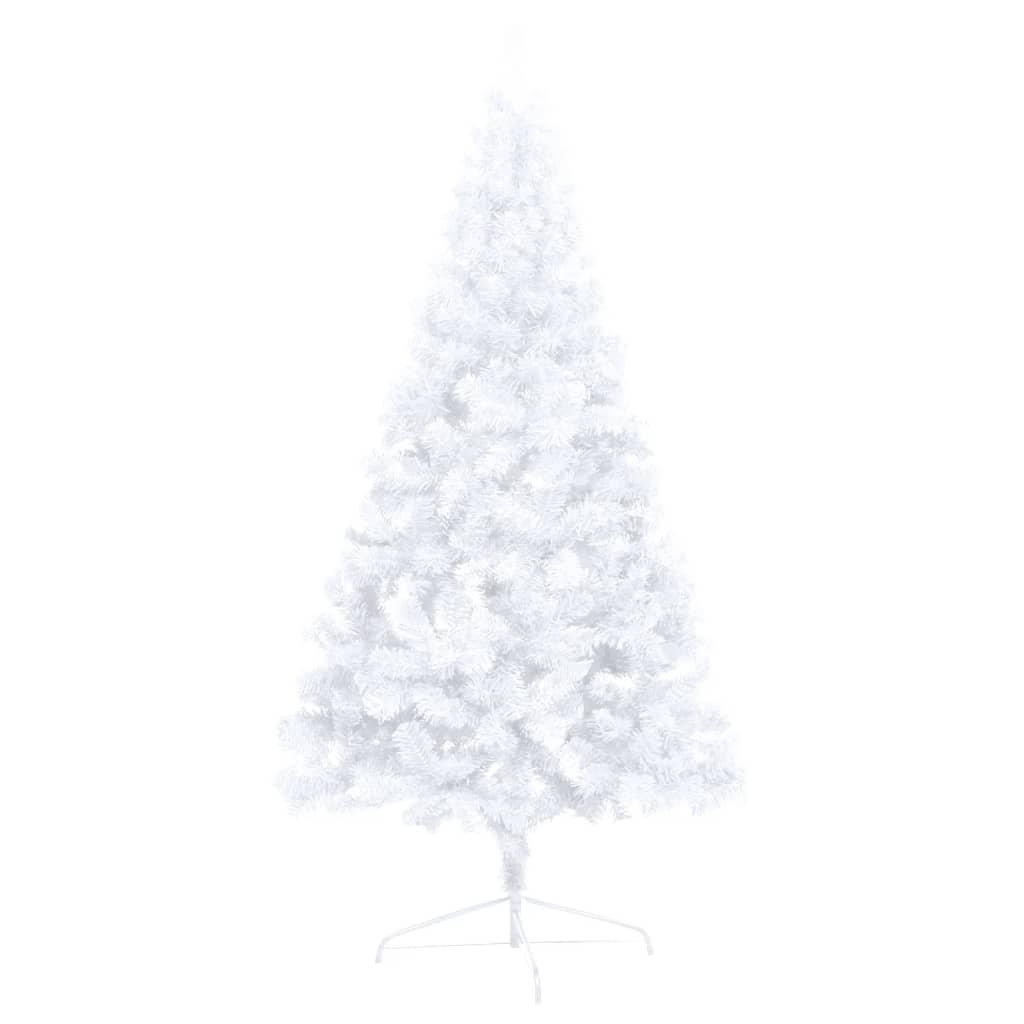 vidaXL Künstlicher Halb-Weihnachtsbaum Beleuchtung Kugeln Weiß 150 cm